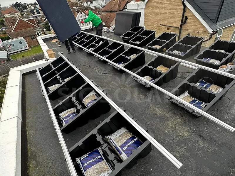 Supporto per tetto con zavorra solare in plastica da 10 kW PP nei Paesi Bassi